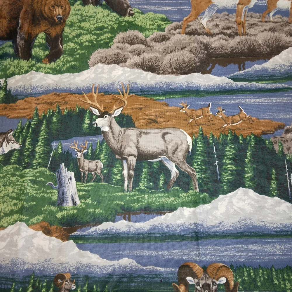 FABRIC Cranston VIP Cotton Fabric Wildlife Bear Wolf Deer Big Horn Sheep